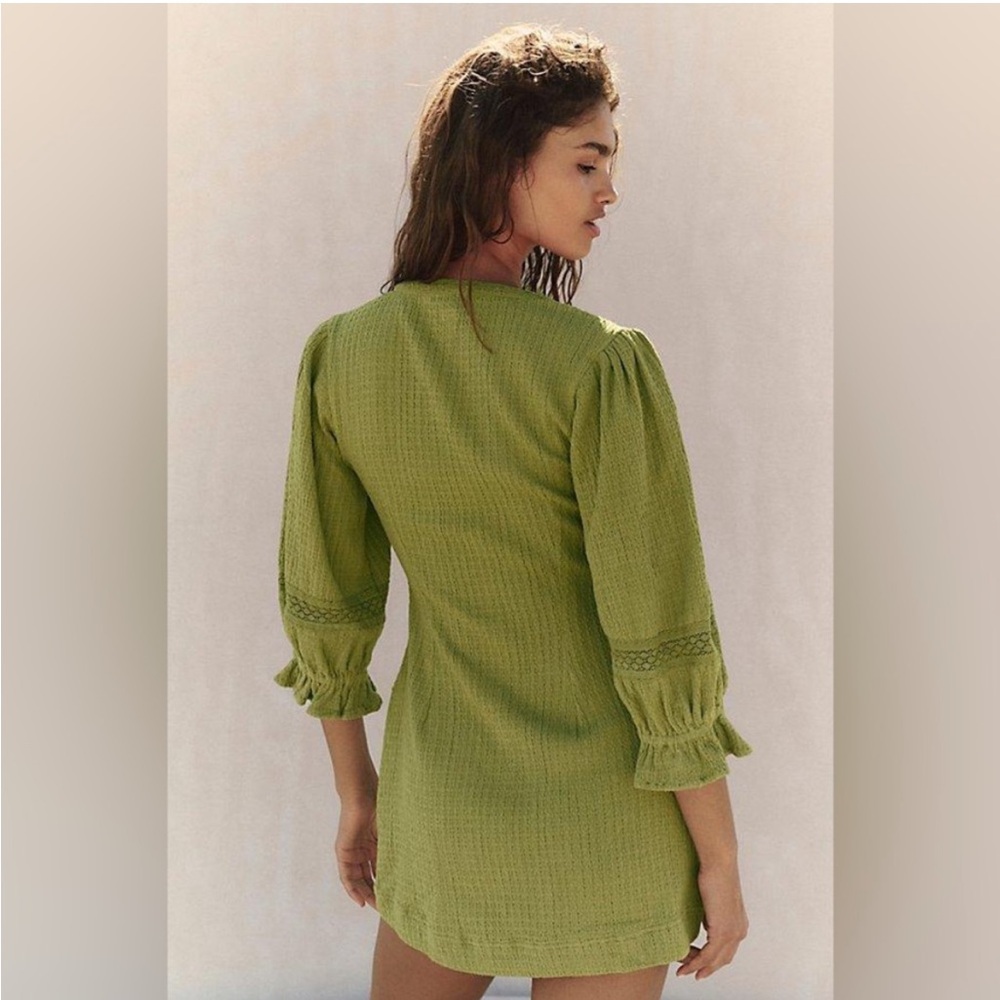 Free People Freest Jules Green Mini Crochet Lace Dress Textured Sz XS NEW - Picture 3 of 4